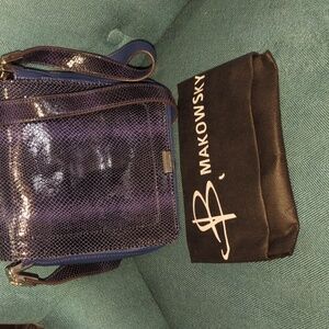 B. Makowsky Blue leather crossbody with a Dusty